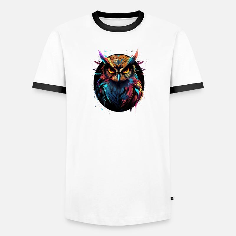 Eule SPLATTER Vogel Bunt Männer Kontrast-T-Shirt