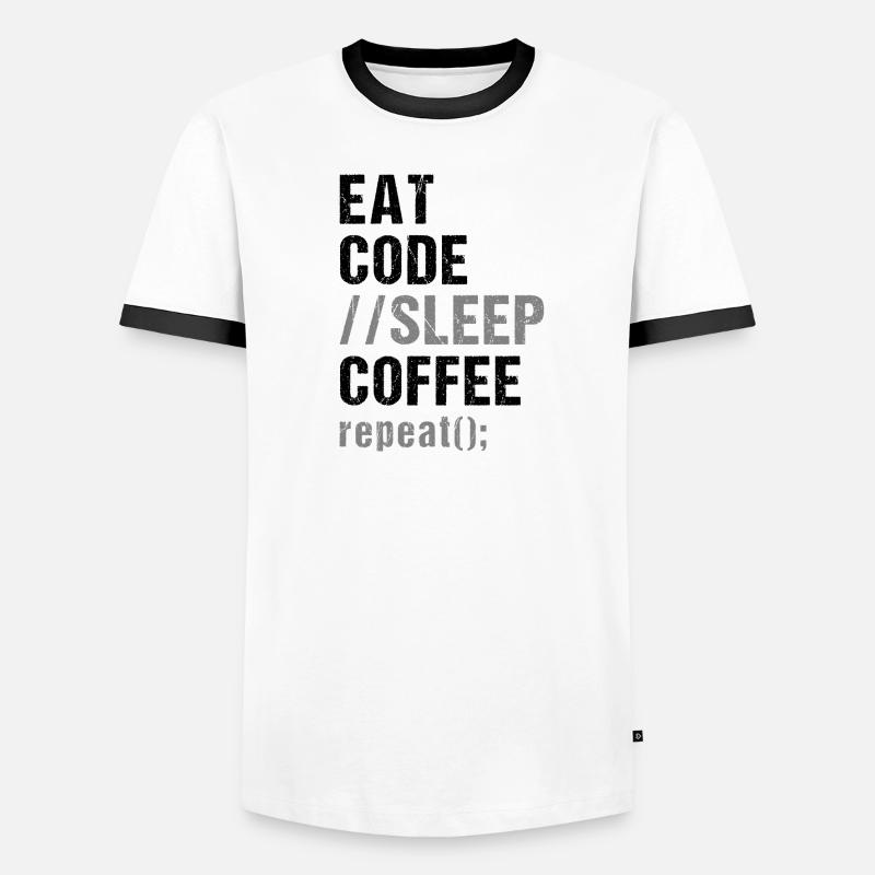 Eat Code Sleep Coffee Repeat Men's Ringer Shirt