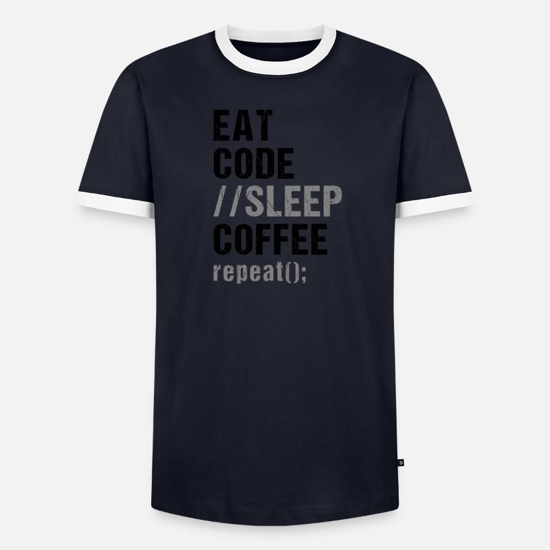 Manger Code Sommeil Café Répéter T-shirt contrasté Homme
