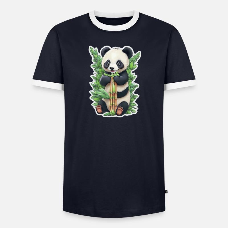 Panda bear eats bamboo - Men's Ringer Shirt - undefined