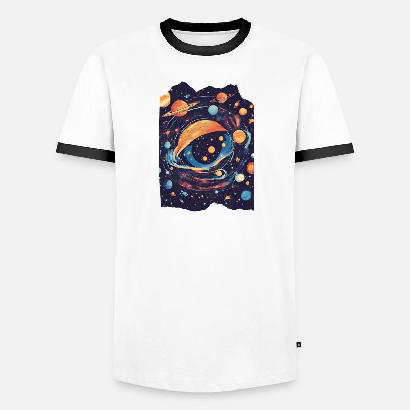 Eye Galaxy Outer Space Planets Stars Interstellar Men's Ringer Shirt