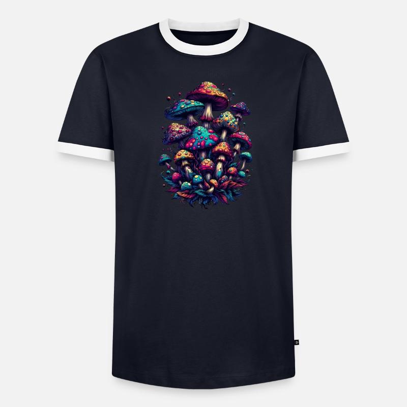 Psychedelic Mushroom Magic Männer Kontrast-T-Shirt