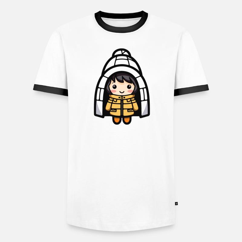Eskimo Winter Comic Iglu Männer Kontrast-T-Shirt