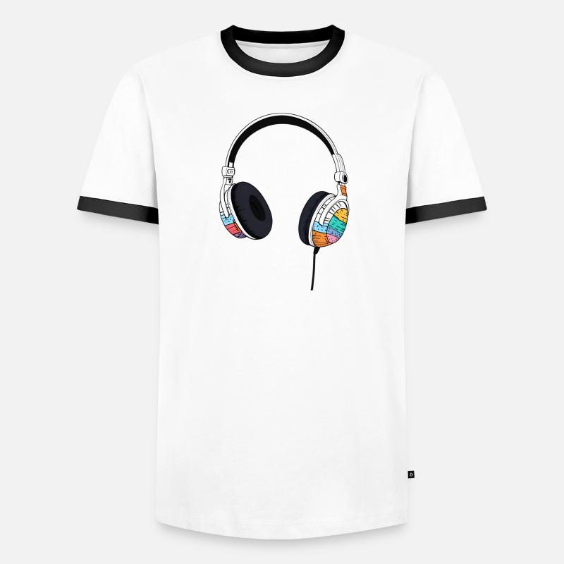 Kophörer Headset Comic Style Männer Kontrast-T-Shirt