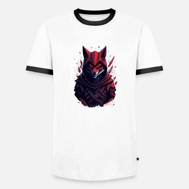 Fox Samurai Männer Kontrast-T-Shirt