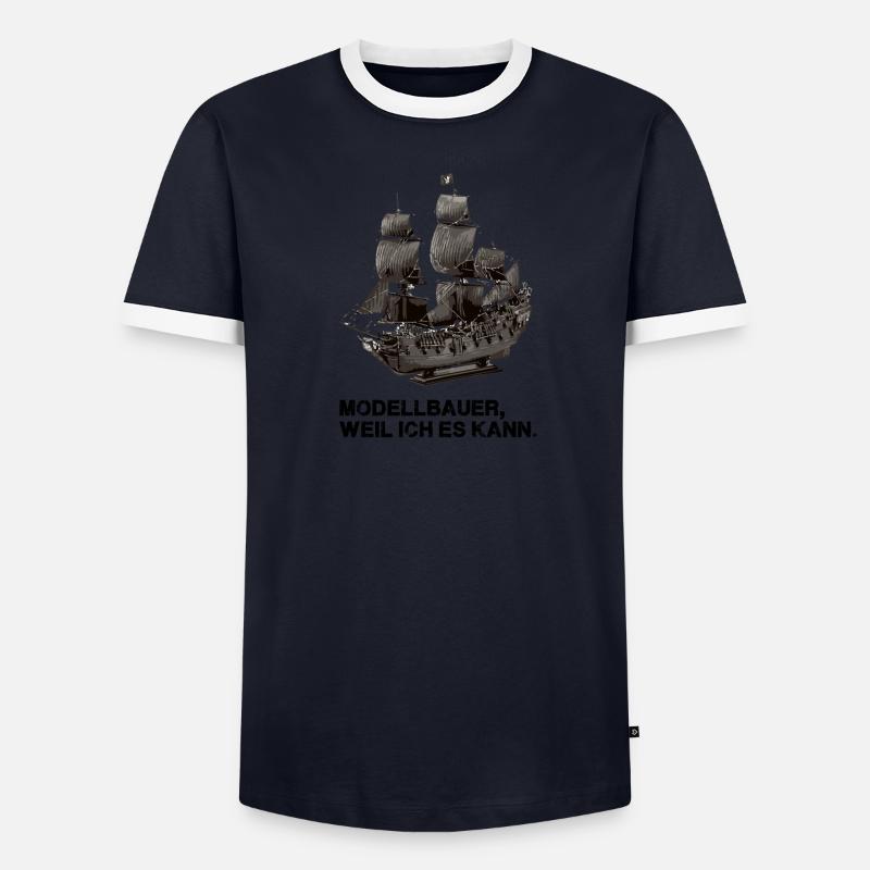 segelschiff,modellbau,modellbauer,weil ich es kann Männer Kontrast-T-Shirt