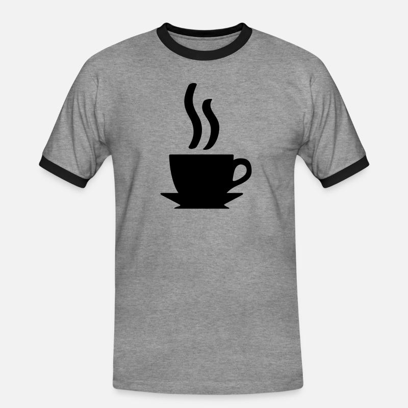 Kaffe oder Tee - Männer Kontrast-T-Shirt - Grau meliert/Schwarz