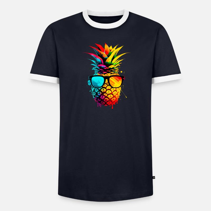 Ananas funky coloré T-shirt contrasté Homme