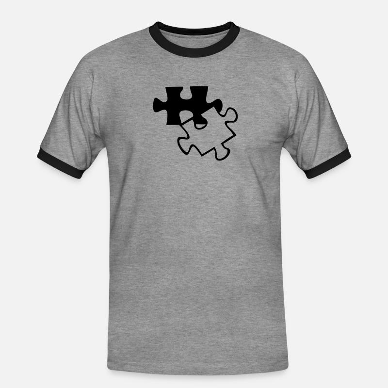 Wrong Part einfarbig - Männer Kontrast-T-Shirt - Grau meliert/Schwarz