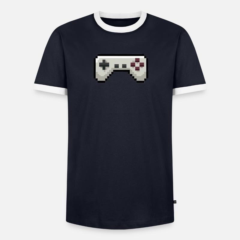Pixelart Gamecontroller Gaming Männer Kontrast-T-Shirt