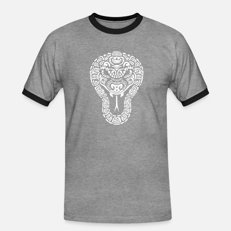 Snake's head - Tribal Python - Men's Ringer Shirt - heather grey/black