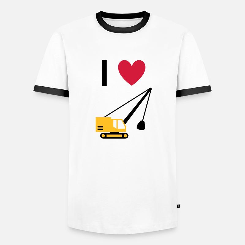 ★ Designfarben änderbar ★ Ich liebe Seilbagger Männer Kontrast-T-Shirt