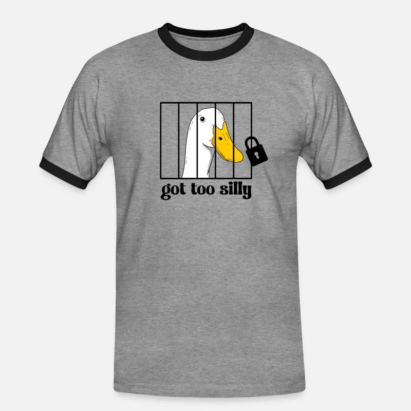 Gans hinter gittern - Männer Kontrast-T-Shirt - Grau meliert/Schwarz