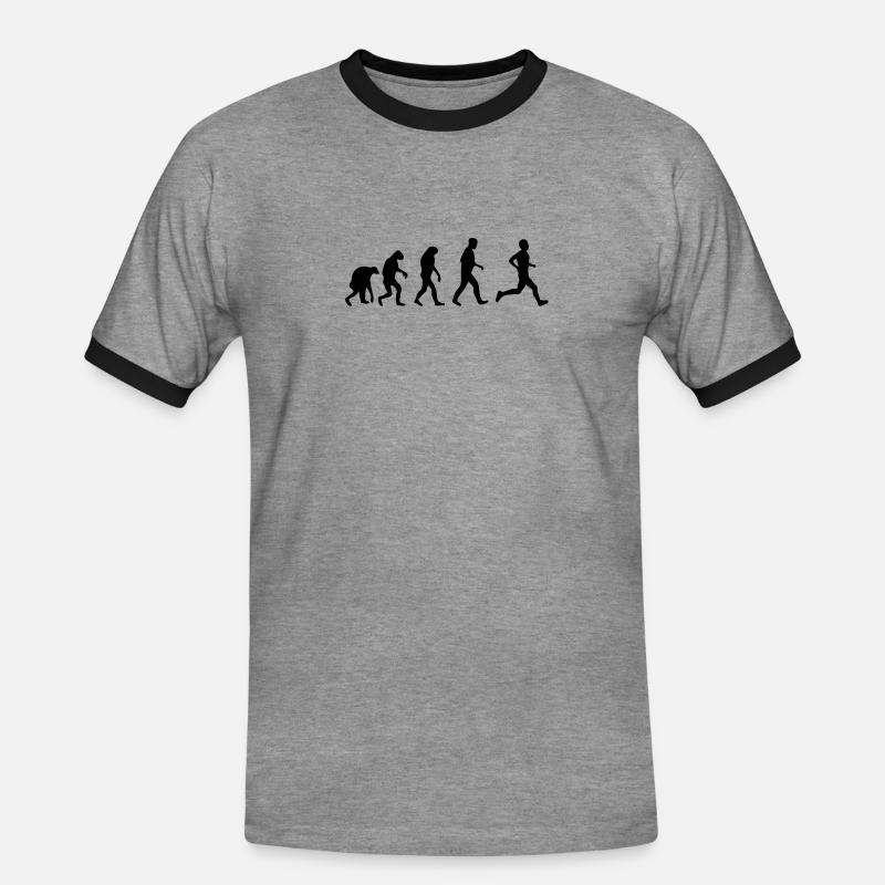 running evolution - Men's Ringer Shirt - heather grey/black