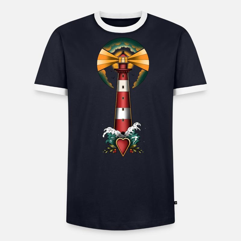Leuchtturm Männer Kontrast-T-Shirt