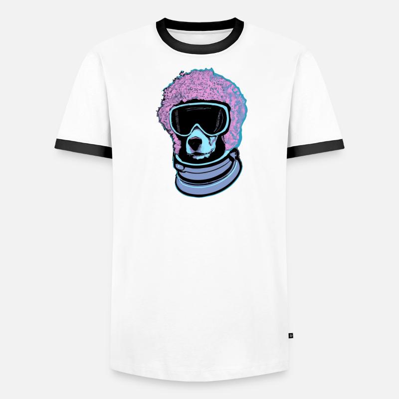 Synthwave Caniche Chien Chiot T-shirt contrasté Homme