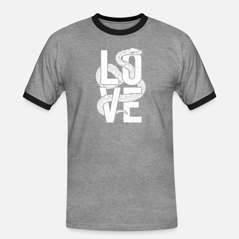 Königspython Schlangen LOVE Terrarium Python - Männer Kontrast-T-Shirt - Grau meliert/Schwarz