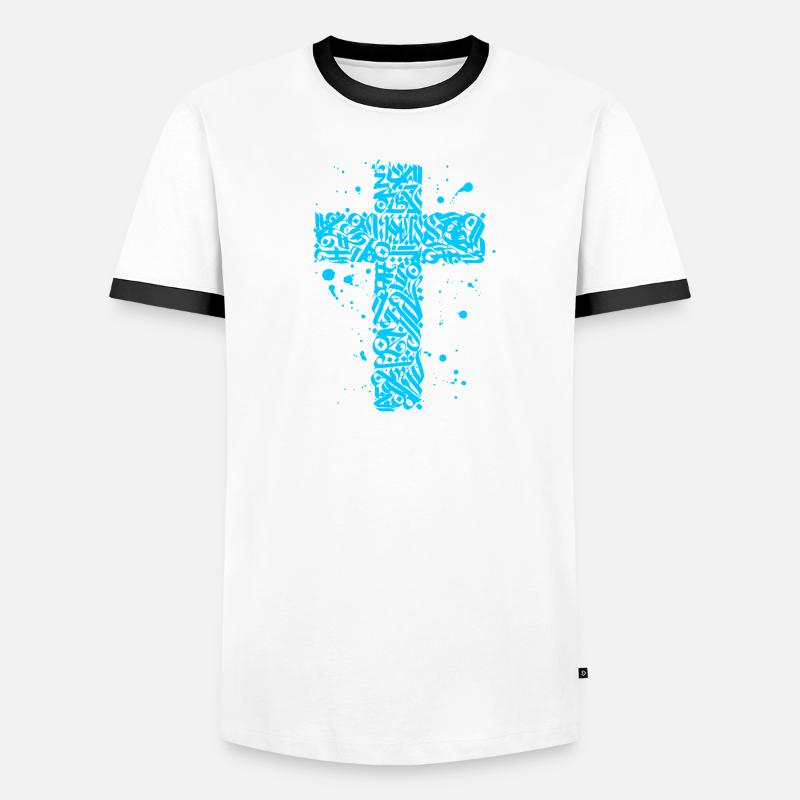 croix bleue graffiti T-shirt contrasté Homme