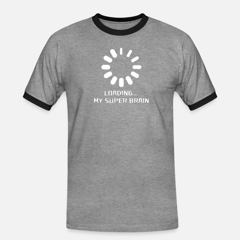 Loading my super brain - Men's Ringer Shirt - heather grey/black