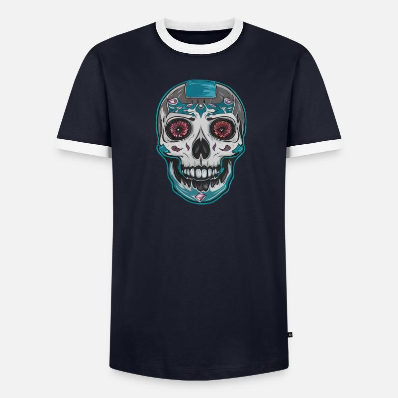 Schädel 2 Männer Kontrast-T-Shirt