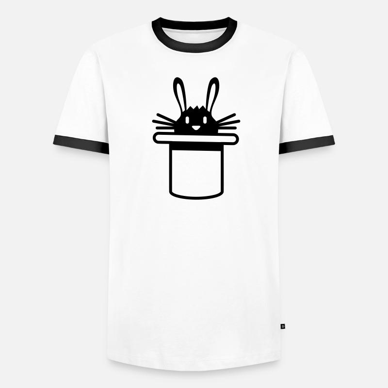 Lapin Chapeau Haut de forme Sorcier Lapin Sorcier Mignon T-shirt contrasté Homme