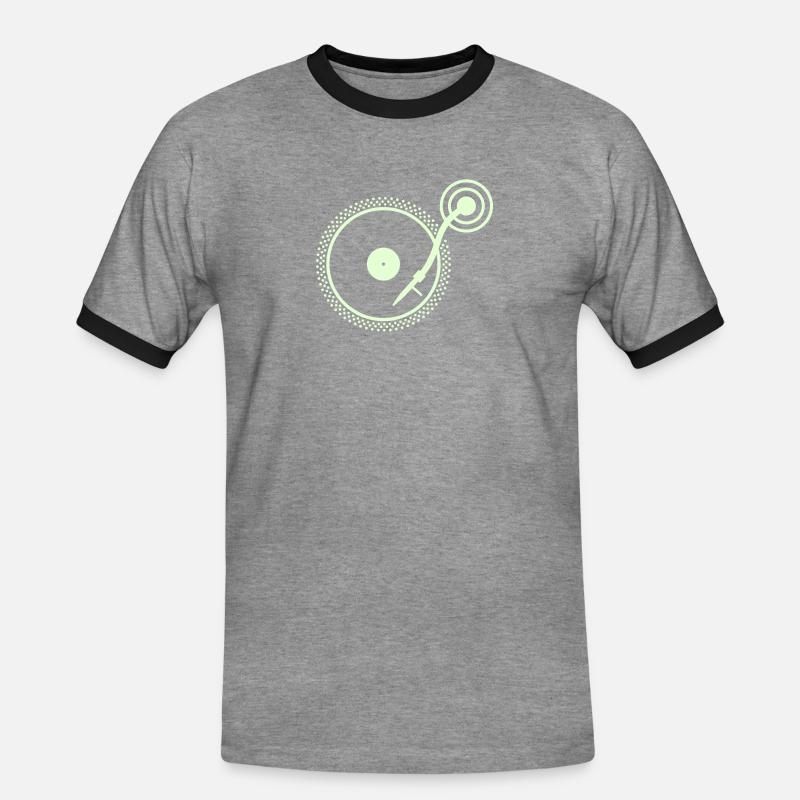 Turn Table - Men's Ringer Shirt - heather grey/black