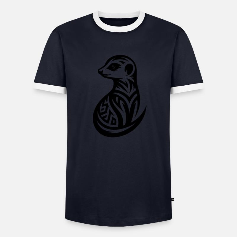 Putziges Erdmännchen im Tattoo Style Männer Kontrast-T-Shirt