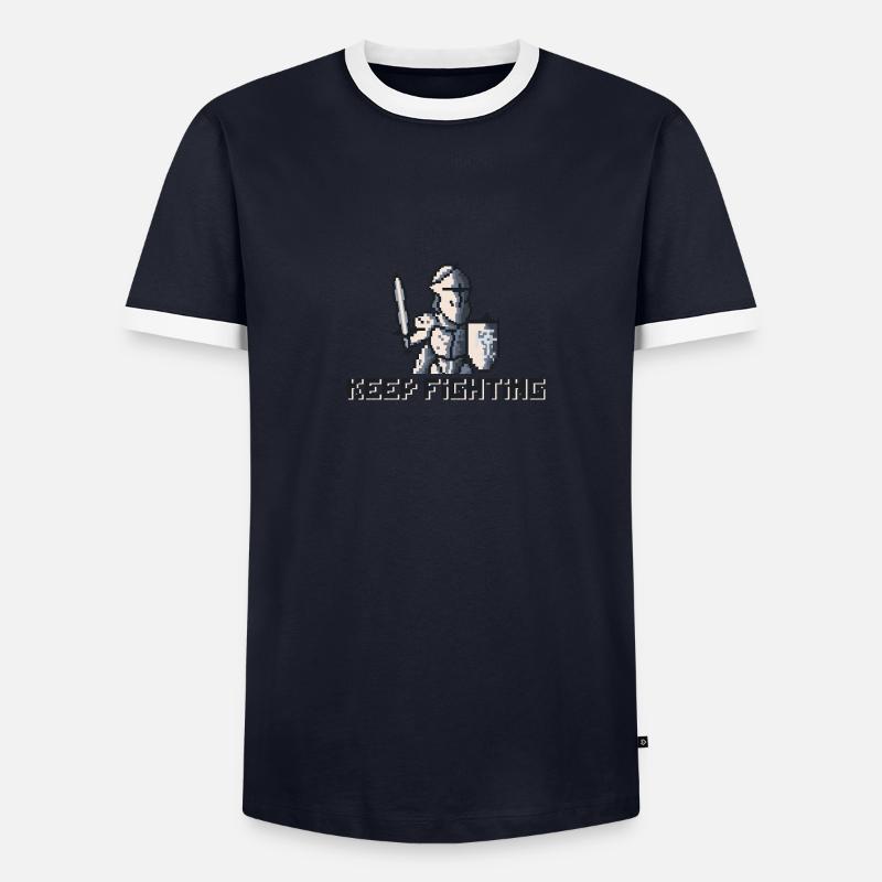 Chevalier Pixel Art - Keep Fighting T-shirt contrasté Homme