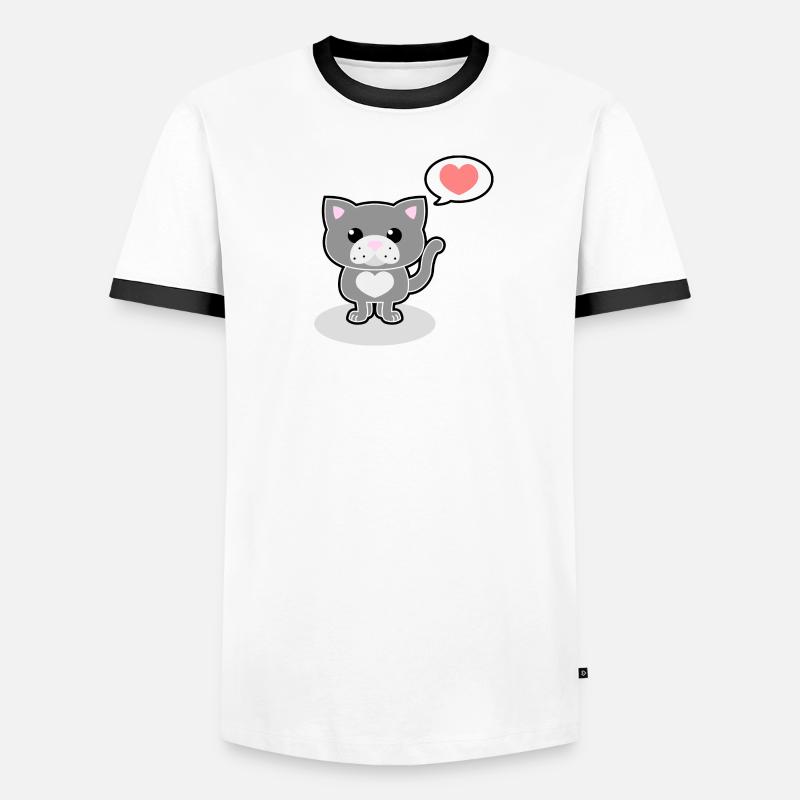 chat doux T-shirt contrasté Homme