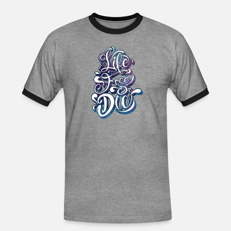 frei leben oder sterben - Männer Kontrast-T-Shirt - Grau meliert/Schwarz