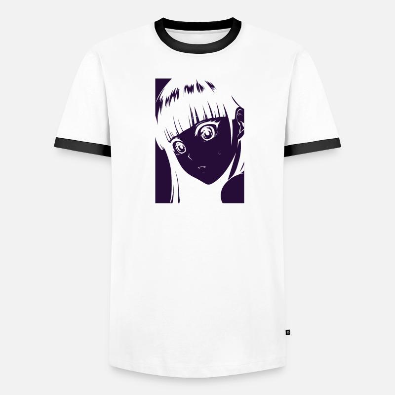 schockiertes süßes Mädchen Männer Kontrast-T-Shirt