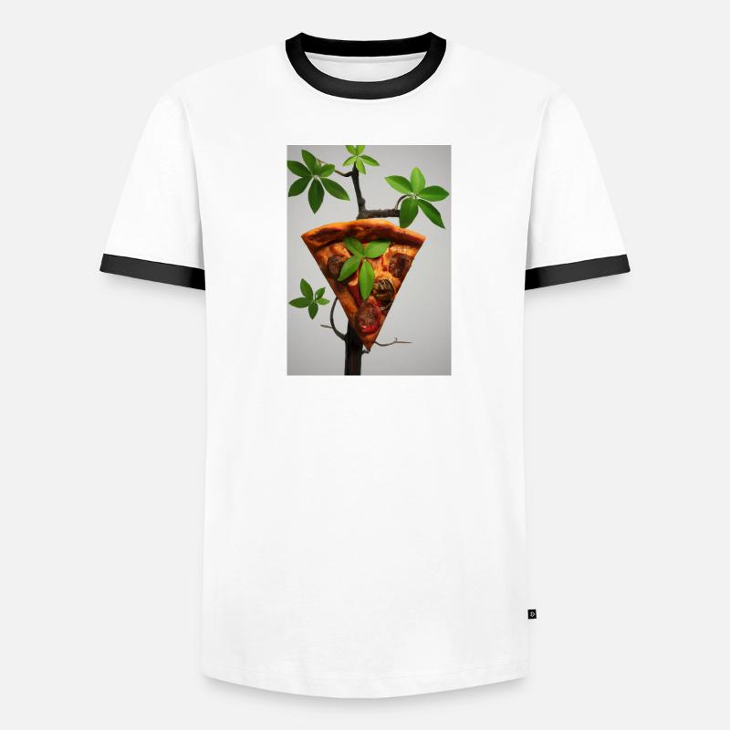 Wachsende Pizza Männer Kontrast-T-Shirt