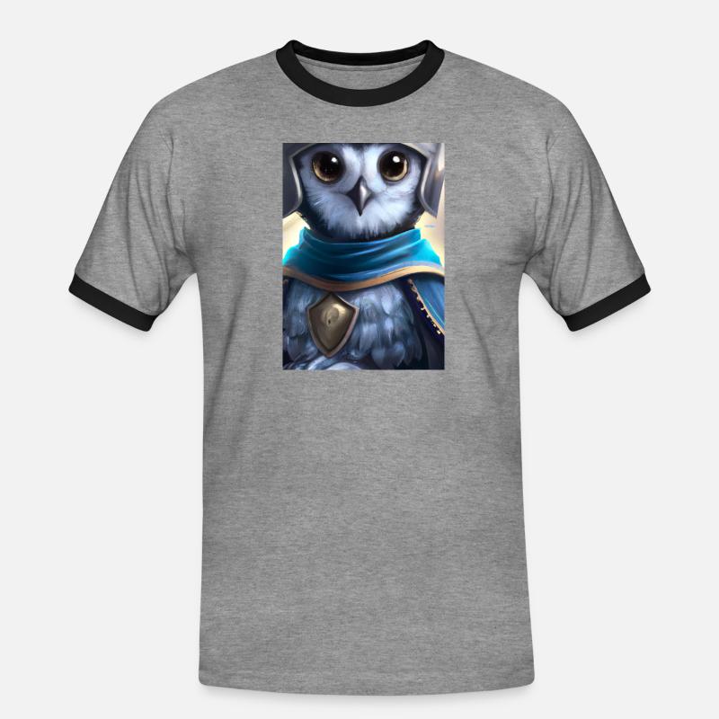 Ritter Eule - Männer Kontrast-T-Shirt - Grau meliert/Schwarz