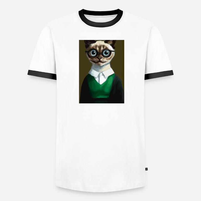 Nerd-Katze Männer Kontrast-T-Shirt