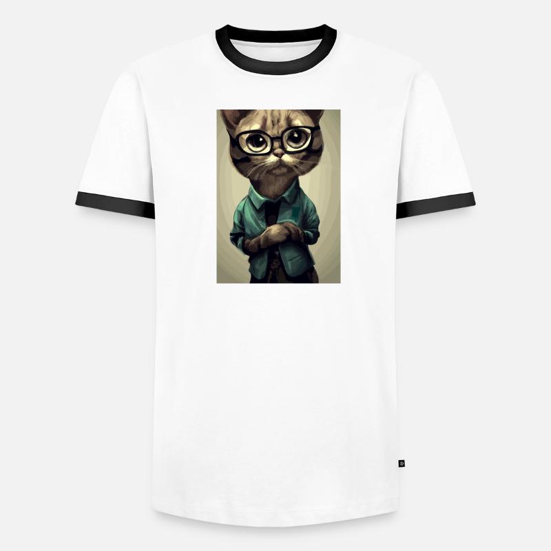 Nerd-Katze Männer Kontrast-T-Shirt