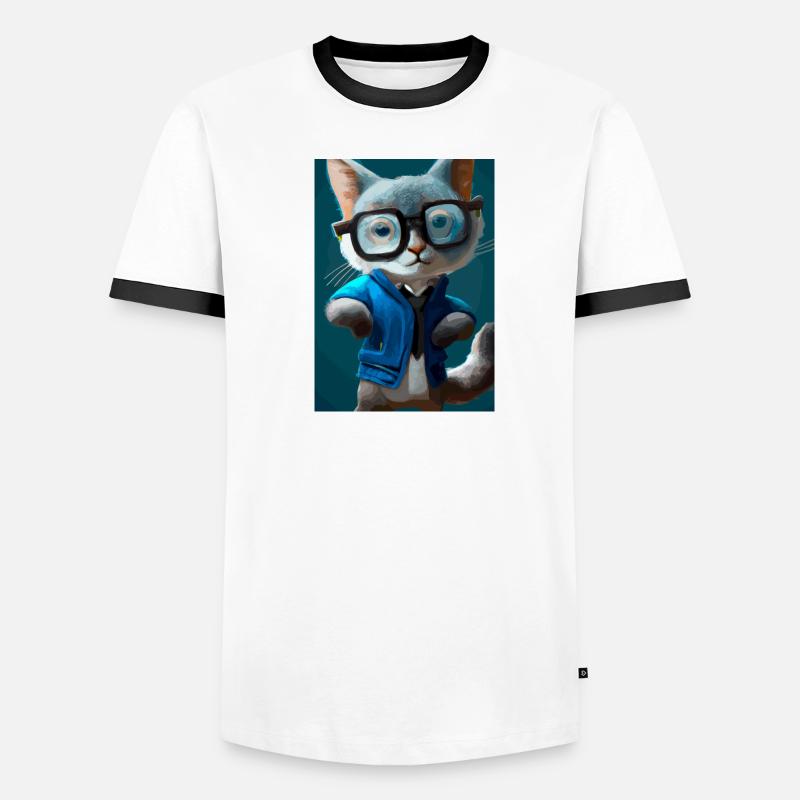 Nerd-Katze Männer Kontrast-T-Shirt