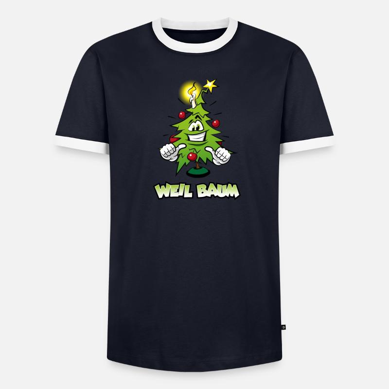 Warum? Weil Baum ! - Weihnachtsbaum! Männer Kontrast-T-Shirt