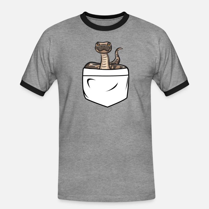 Ball Python Snake King Python - T-shirt contrasté Homme - gris chiné/noir