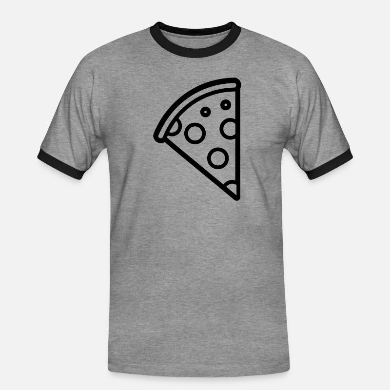 Pizzastück - Männer Kontrast-T-Shirt - Grau meliert/Schwarz