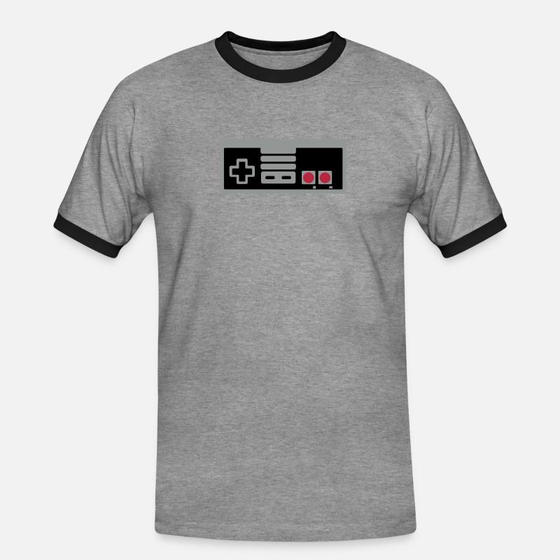 Super Retro Controller - Männer Kontrast-T-Shirt - Grau meliert/Schwarz