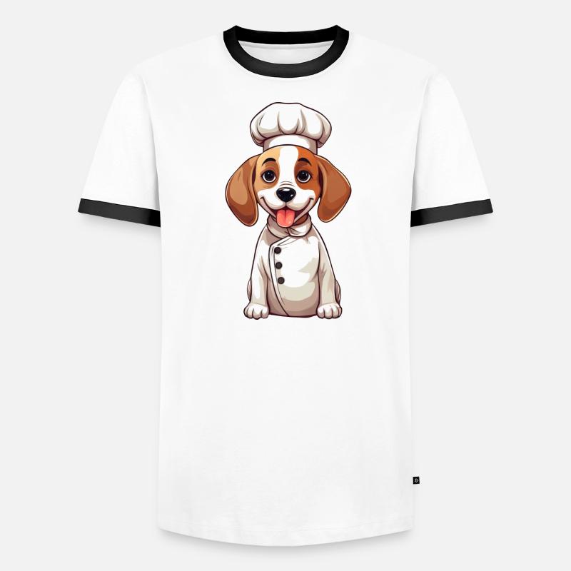 Conception de bande dessinée mignonne Beagle Chef T-shirt contrasté Homme