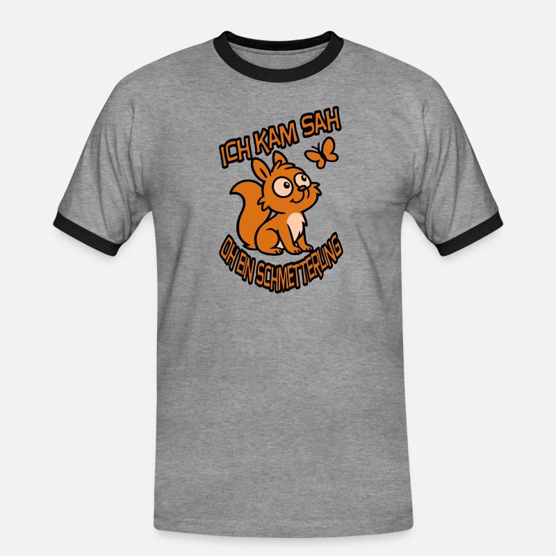 Verträumtes Eichhörnchen mit Spruch - Männer Kontrast-T-Shirt - Grau meliert/Schwarz