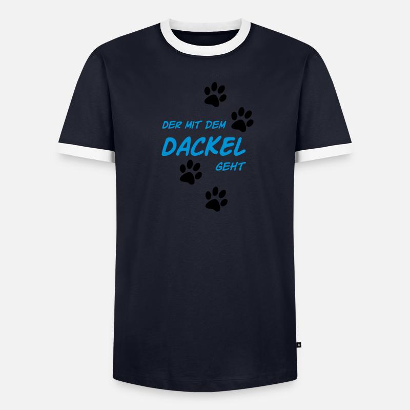 Der mit dem Dackel geht Männer Kontrast-T-Shirt