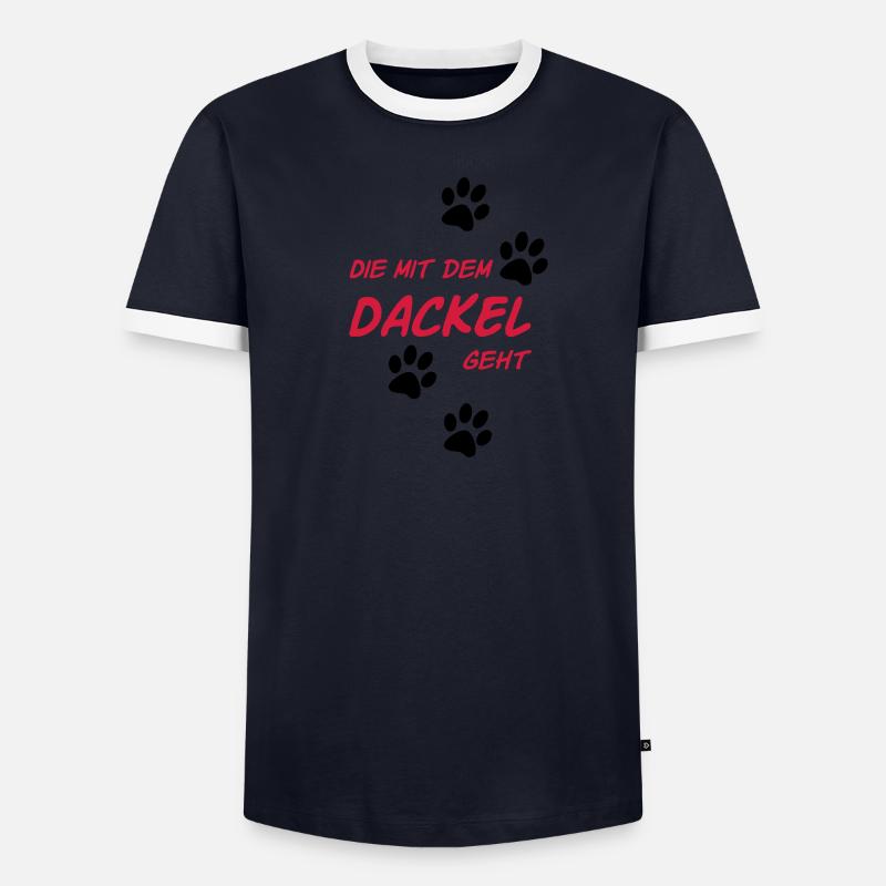 Die mit dem Dackel geht Männer Kontrast-T-Shirt
