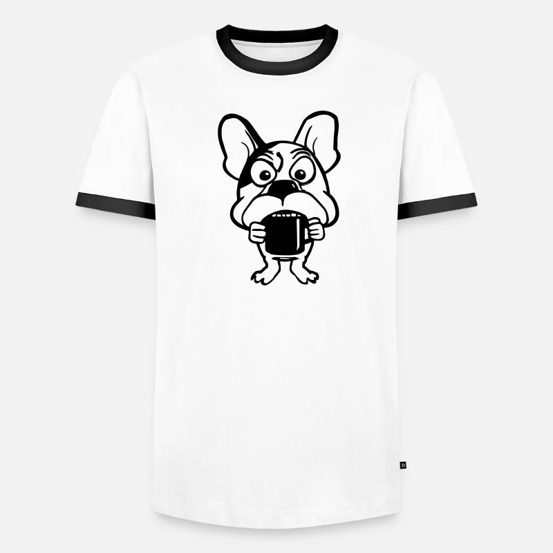 Hund mit Kaffeetasse Kaffeetrinker Geschenkidee Männer Kontrast-T-Shirt