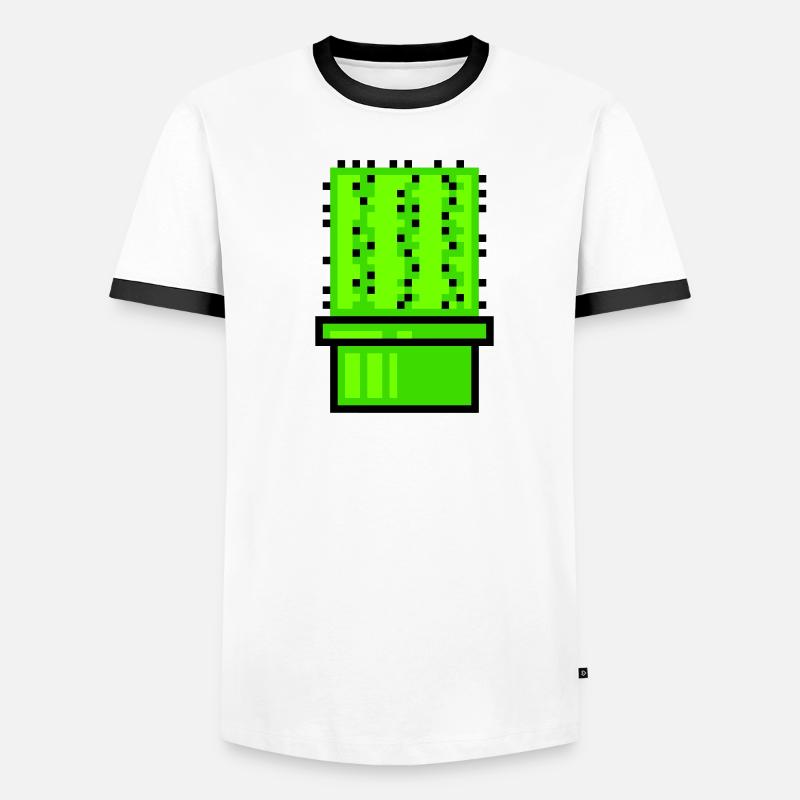 Cactus Cactus Rétro Jeu Vidéo Pot De Fleur Pixel T-shirt contrasté Homme