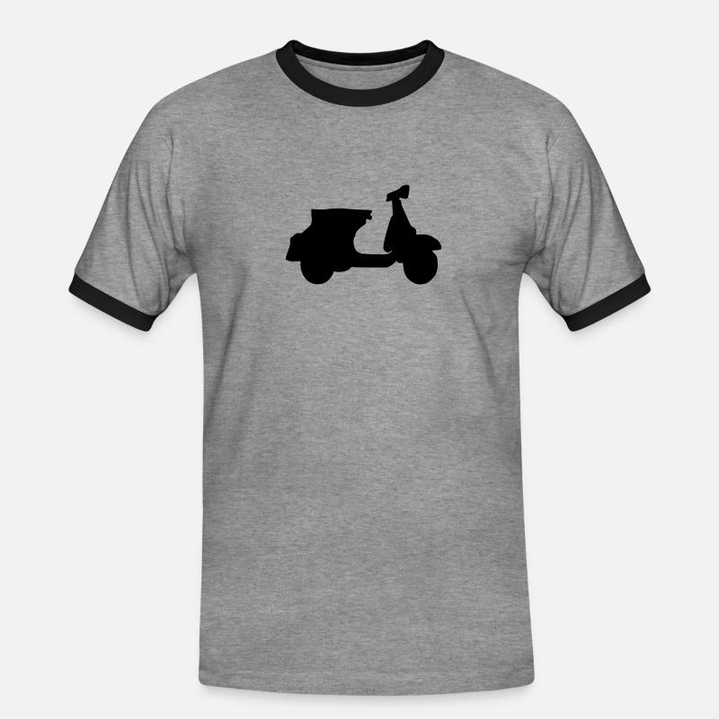Motorroller Roller Blechroller Schaltroller - Männer Kontrast-T-Shirt - Grau meliert/Schwarz