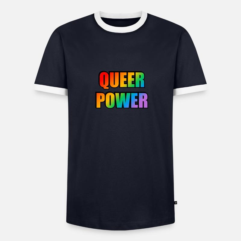 Queer Power Regenbogen Text - Männer Kontrast-T-Shirt - undefined
