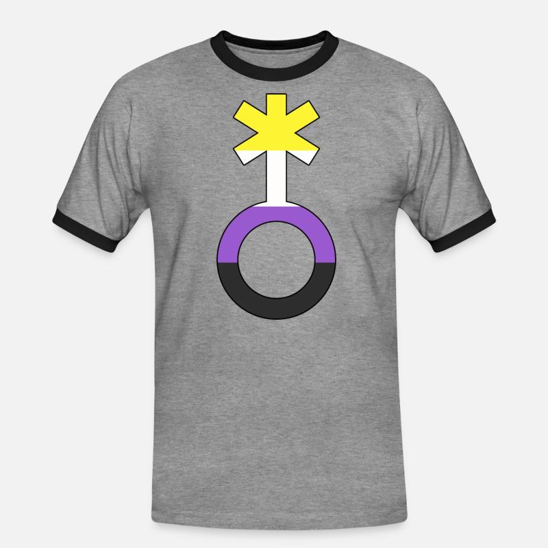 Non-binary symbol non-binary non-binary gender - Men's Ringer Shirt - heather grey/black