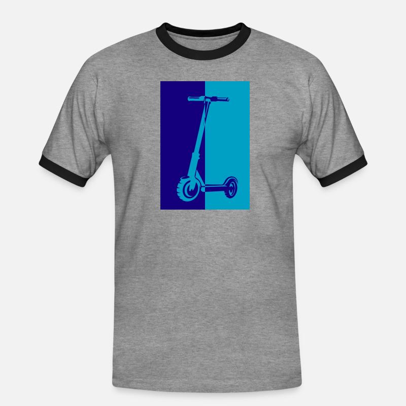 E-Scooter E-Roller Scooter - Men's Ringer Shirt - heather grey/black